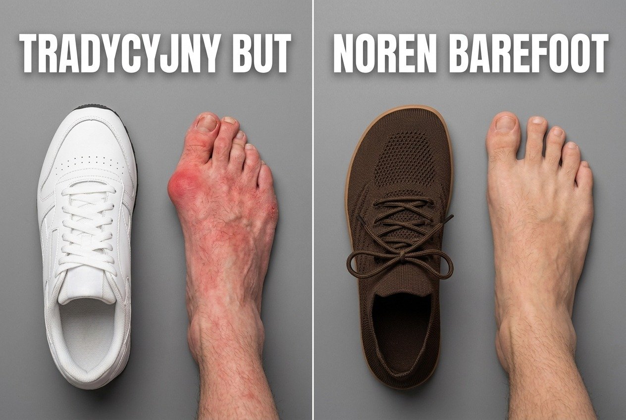 Tradycyjny but vs NOREN Barefoot — efekt na stopę