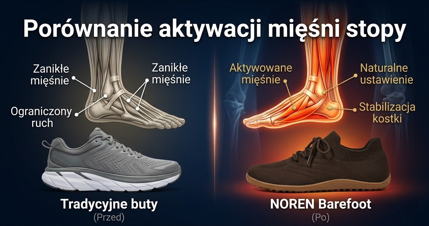 Porównanie aktywacji mięśni stopy